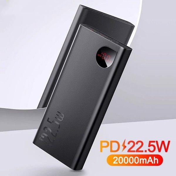 Pin Sạc Dự Phòng BASEUS Sạc Nhanh 22.5W 20.000mAh Mỏng Gọn, Có Màn Hình Hiển Thị Dung Lượng Pin (Adaman Metal Series)