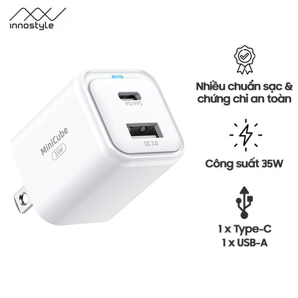 Sạc Nhanh Innostyle MiniCube Gan II PPS/PD 35W 2 Cổng