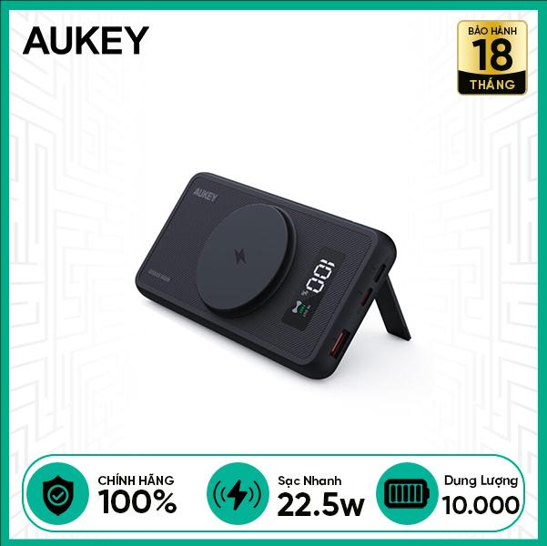 Pin Sạc Dự Phòng Không Dây AUKEY Sạc Nhanh 22.5W 10.000mAh PB-WL01I Tích Hợp Giá Đỡ Điện Thoại Và Màn Hình Hiển Thị Dung Lượng