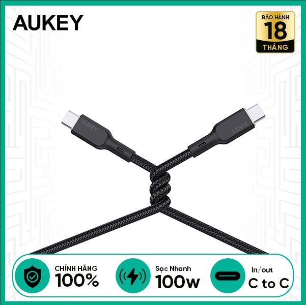 Cáp AUKEY C To C Bọc Dù Lõi Kevlar 1m 100W CB-KCC101