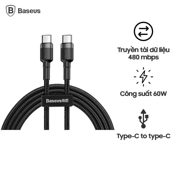 Cáp Sạc Nhanh Baseus Cafule 1M Type-C to Type-C PD 2.0 60W