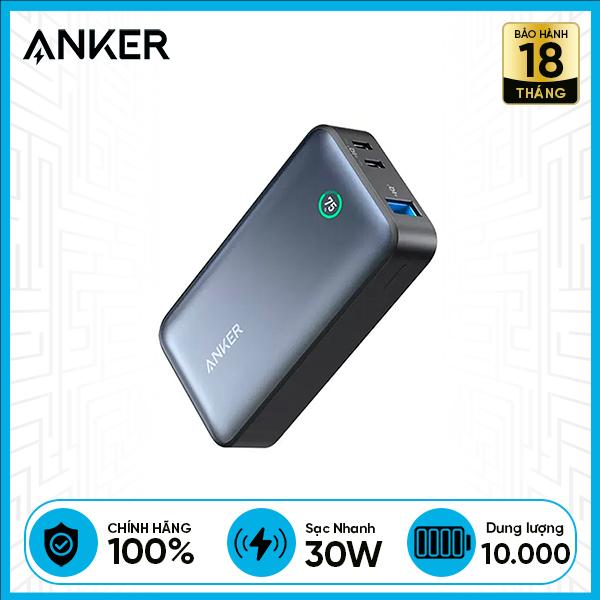 Pin Sạc Dự Phòng ANKER 553 Sạc Nhanh 30W 10.000mAh (A1256) Có Màn Hình Hiển Thị Dung Lượng Pin