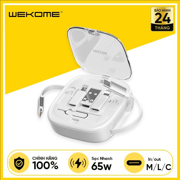 Bộ Cáp Sạc Đa Năng WEKOME 65W 6 Trong 1 WDC-15 Kèm Hộp Có Thể Thu Gọn Và Làm Giá Đỡ Điện Thoại