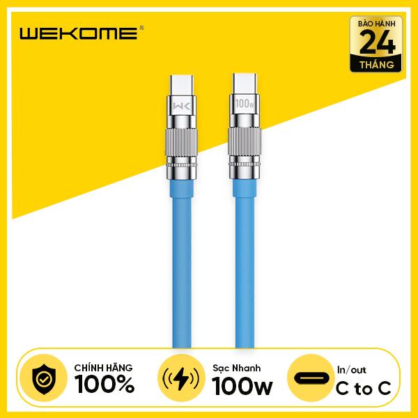 Cáp Sạc Nhanh WEKOME WDC-188 100W C To C Dây Nhựa Mềm TPE, Đường Kính Siêu Dày 6mm