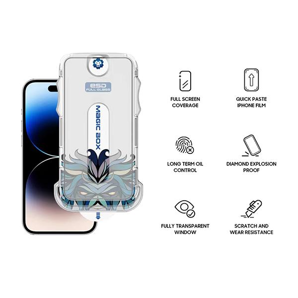 Miếng Dán Cường Lực LITO D+ ESD Trong Suốt Kèm Khung Trợ Dán Cho iPhone