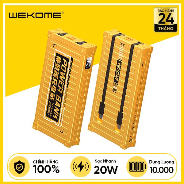 Pin Sạc Dự Phòng WEKOME WP-339 10.000mAh 20W, Kèm Cáp Sạc iPhone/Type-C, Màn hình hiển thị công suất pin