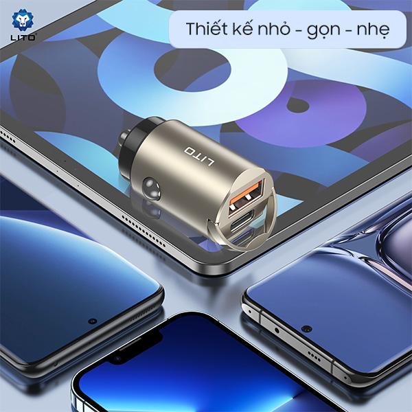 Củ Sạc Nhanh LITO PD 60W Mini Metal Car Charger IN-C03 Chính Hãng