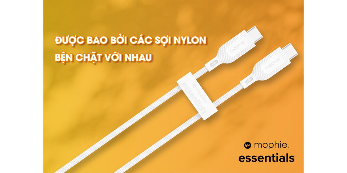 Cáp Sạc Nhanh Mophie Essential Type-C to Type-C 60W 1M Chính Hãng