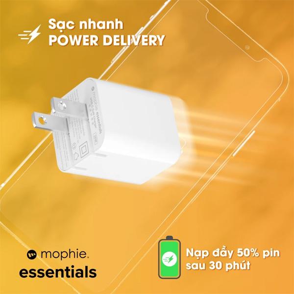 Củ Sạc Nhanh Mophie Essentials 35W 1C GaN Chính Hãng