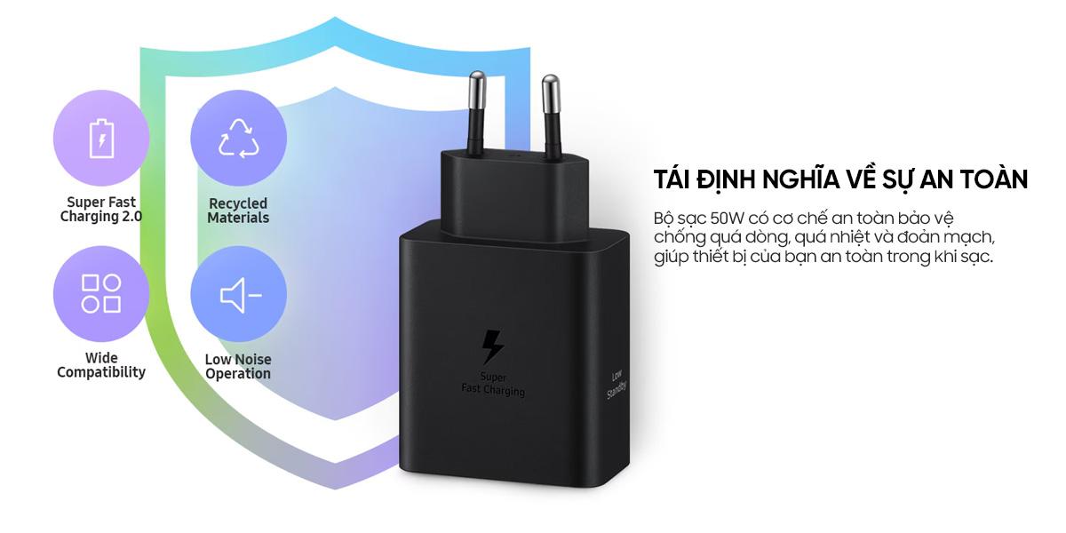Củ Sạc Nhanh Kèm Cáp Samsung 2 Cổng 50W Chính Hãng