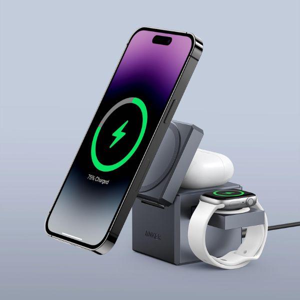 Đế sạc Anker không dây Cube Magsafe 3 in 1 15W 737 Y1811 Chính Hãng 