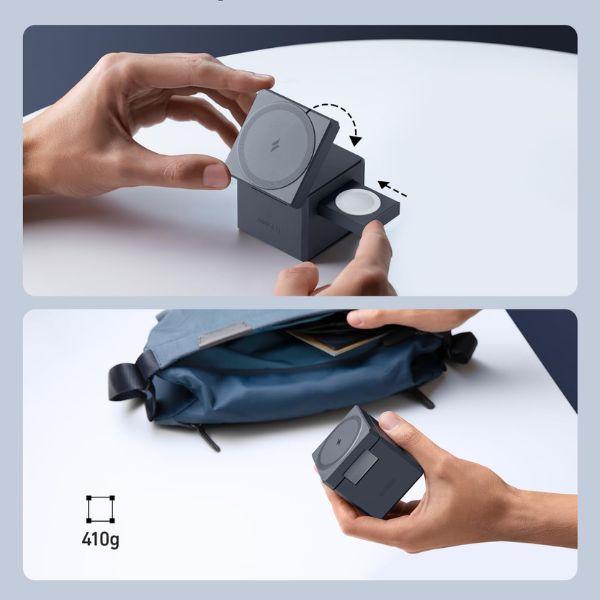 Đế sạc Anker không dây Cube Magsafe 3 in 1 15W 737 Y1811 Chính Hãng 