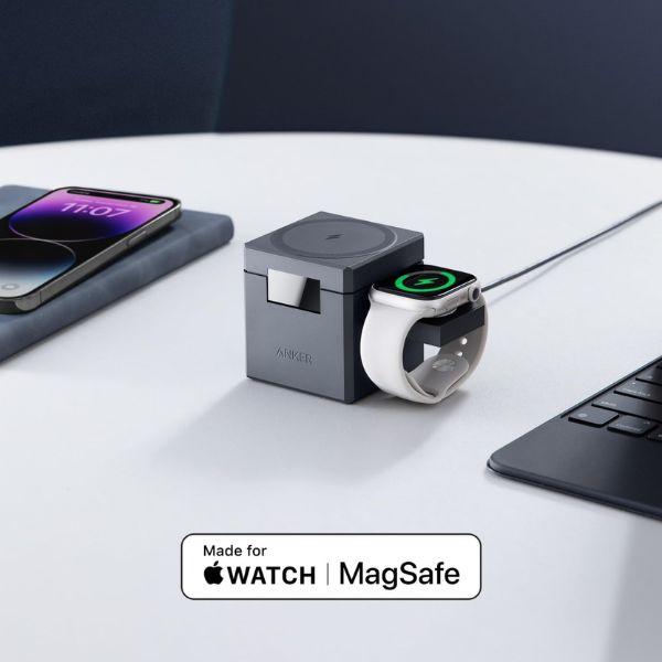 Đế sạc Anker không dây Cube Magsafe 3 in 1 15W 737 Y1811 Chính Hãng 