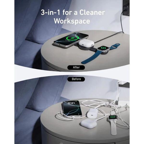 Đế sạc Anker không dây Maggo 3 trong 1 gập B25M8 Chính Hãng 