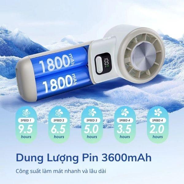 Quạt Mini Cầm Tay AOSIMAX Foldable Ice Cooling F802 3600mAh Chính Hãng 