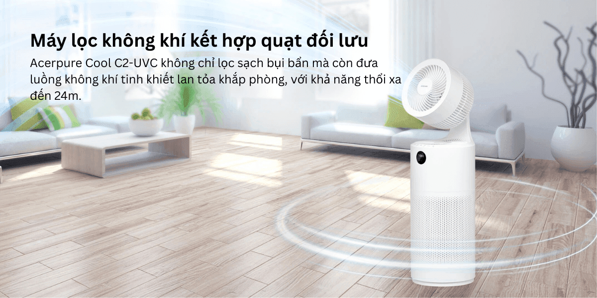 Máy Lọc Không Khí Kết Hợp Quạt Đối Lưu 2in1 Acerpure Cool C2-UVC