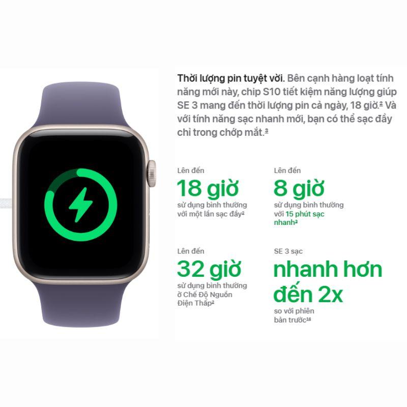 Apple Watch SE 3 40mm GPS Viền Nhôm Dây Cao Su Chính Hãng Apple Việt Nam