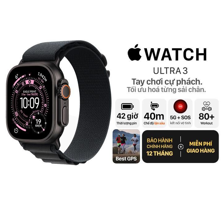 Apple Watch Ultra 3 49mm GPS + Cellular Viền Titanium Đen - Dây Alpine Chính Hãng Apple Việt Nam