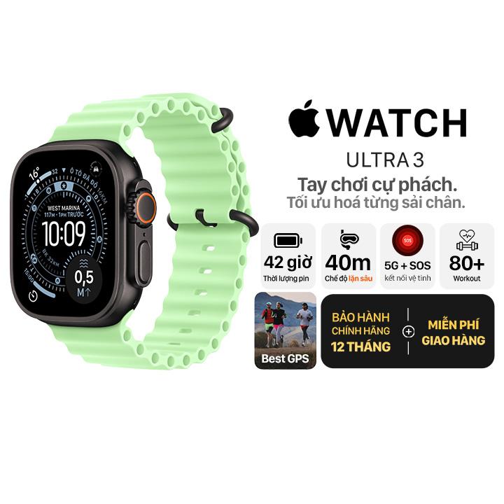 Apple Watch Ultra 3 49mm GPS + Cellular Viền Titanium Đen - Dây Ocean Chính Hãng Apple Việt Nam