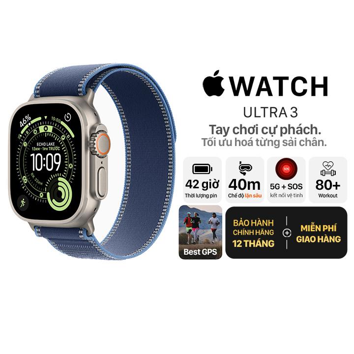 Apple Watch Ultra 3 49mm GPS + Cellular Viền Titanium Tự Nhiên - Dây Trail Chính Hãng Apple Việt Nam