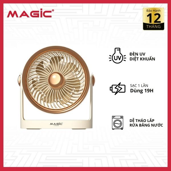 Quạt Mini Để Bàn MAGIC A-005 7 Cánh 360 độ 3600mAh 4 chế độ Chính Hãng