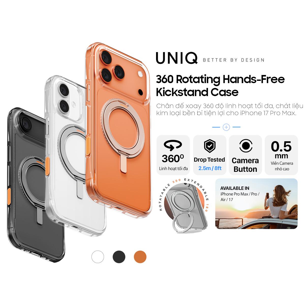 Ốp Lưng UNIQ Hybrid Swivix With 360 Rotating Kickstand Cho iPhone 17 Promax