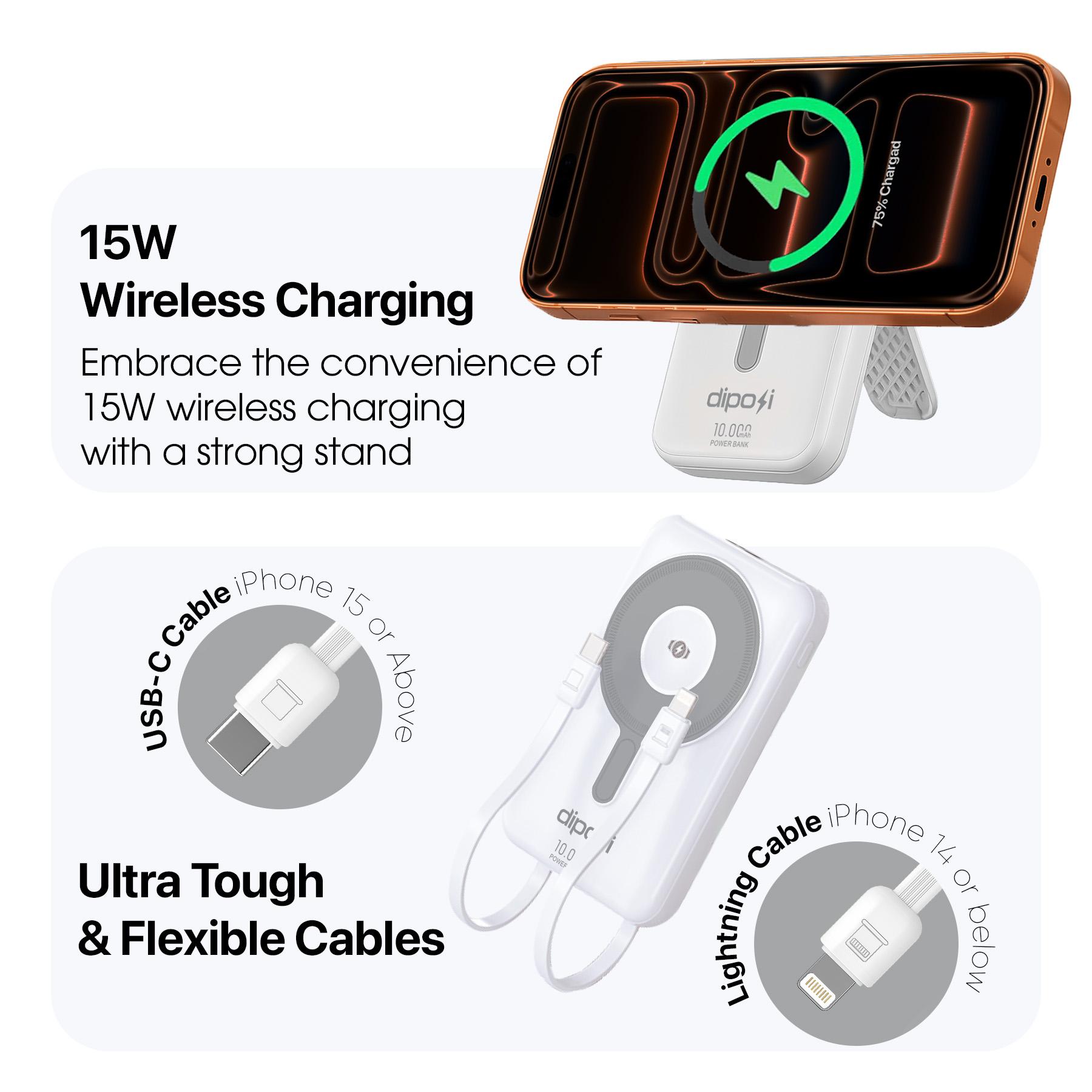 Pin Sạc Dự Phòng DIPOSI DiPow Magnetic 5in1 Digital Display 10000mAh Sạc Nhanh 22.5W PGK-02 Chính Hãng