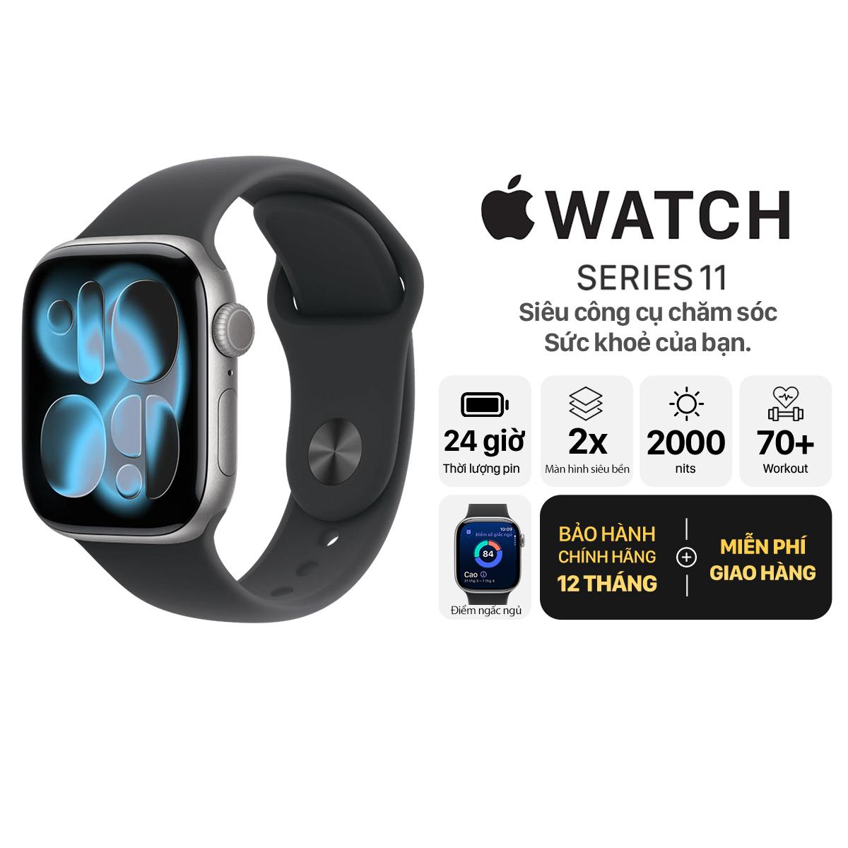 Apple Watch Series 11 42mm GPS Viền Nhôm Dây Cao Su Chính Hãng Apple Việt Nam