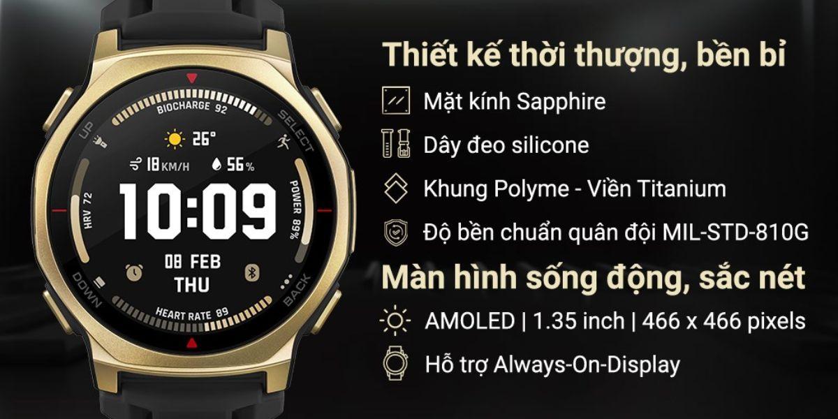 Đồng Hồ Thông Minh Amazfit T-Rex 3 Pro 44mm Dây Silicone Chính Hãng 
