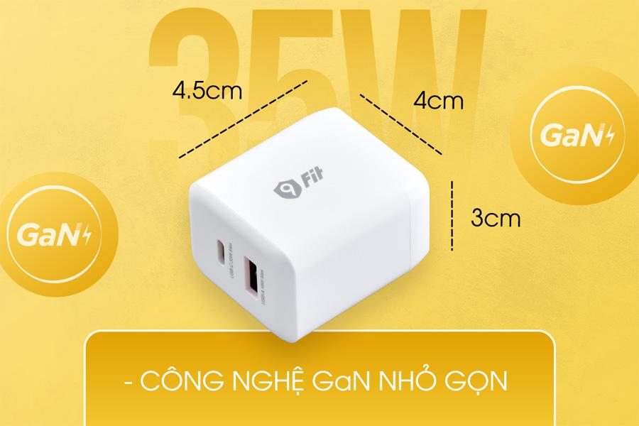 Củ Sạc Nhanh 9FIT PD 35W 1A1C GaN Chính Hãng
