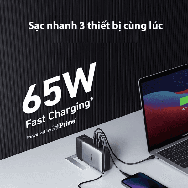 Pin Sạc Dự Phòng Anker 733 Ganprime 10000mAh 65W 2C1A A1651 chính hãng