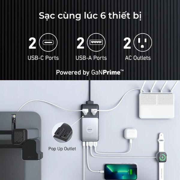Đế Sạc Anker 727 GaN Prime 2AC + 2C + 2A 100W A9126 Chính Hãng