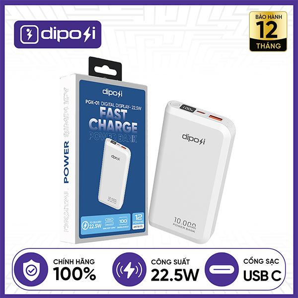 Pin Sạc Dự Phòng DIPOSI DiPow Digital Display 10000mAh Sạc Nhanh 22.5w PGK-01 Chính Hãng