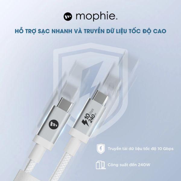 Cáp Mophie Type-C to Type-C 240W 10Gbps 1.5m Chính Hãng
