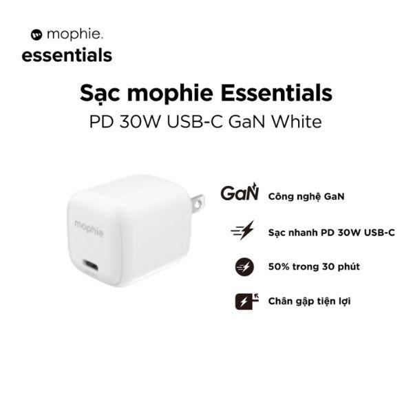 Củ Sạc Mophie Essentials 1C GaN 30W Chính Hãng